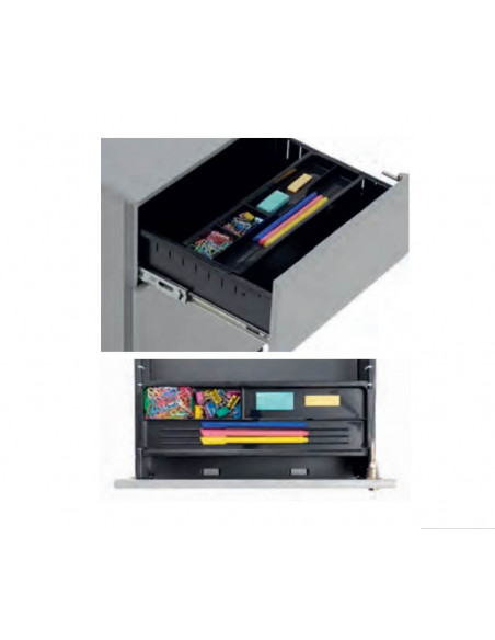 Bloco 3 gavetas metálica com rodas e fechadura aca2033001