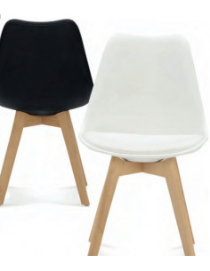 Silla de diseño en blanco o negro con pies de madera ssa2033001