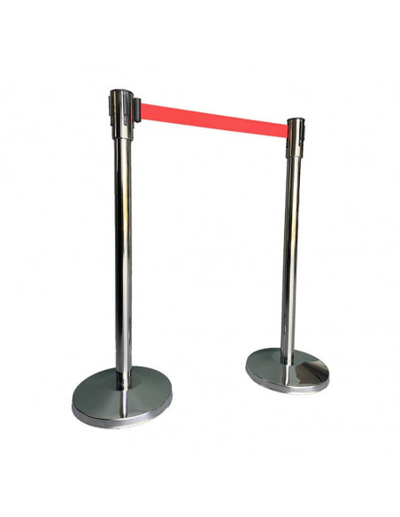 Divisorio e palo di segnalazione colore cromato e nastro in rosso Trendy comp2037001