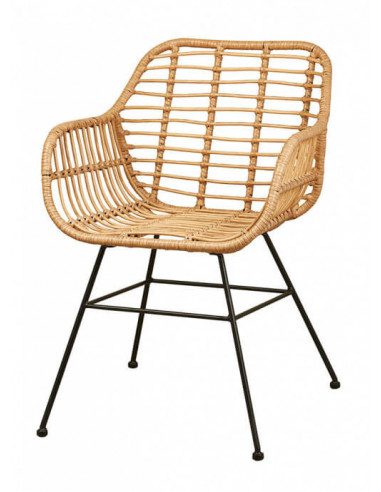 Modern armchair in synthetic rattan and black steel 2220 sho1092037