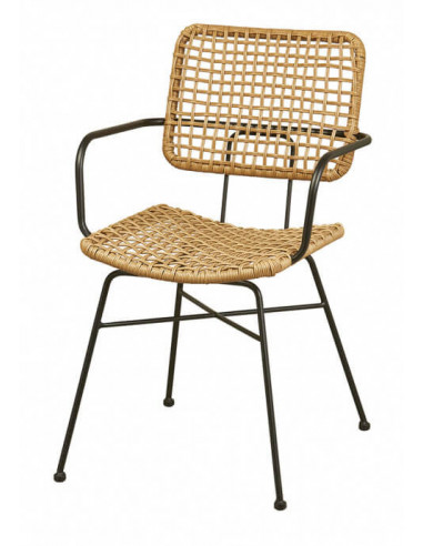 Modern armchair in synthetic rattan and black steel 2221 sho1092038