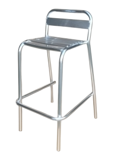 Taburete apilable de aluminio con respaldo