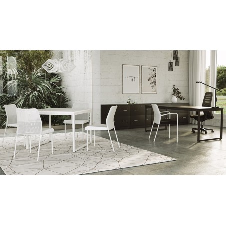 Chaise de bureau avec dossier en résille colorée 4 pieds sdi72002