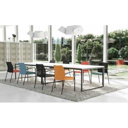 Chaise de bureau avec dossier en résille colorée 4 pieds sdi72002