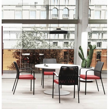 Chaise de bureau avec dossier en résille colorée 4 pieds sdi72002