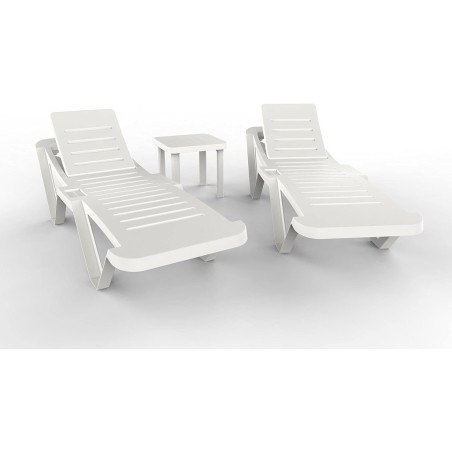 Set 2 tumbonas MASTER, mesa auxiliar ANDORRA y tapa con candado – Garbar-GARBAR