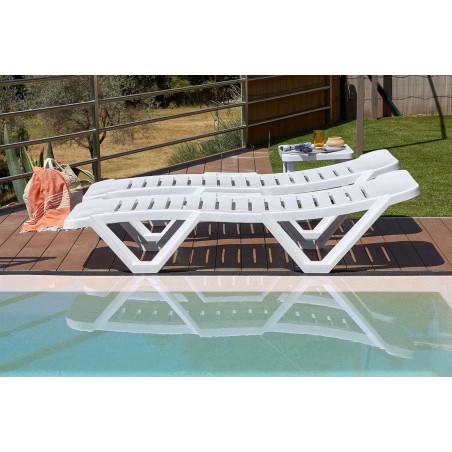 Outdoor set with 2 MASTER sun loungers, ANDORRA side table and storage compartment with lid and lock – Garbar-GARBAR