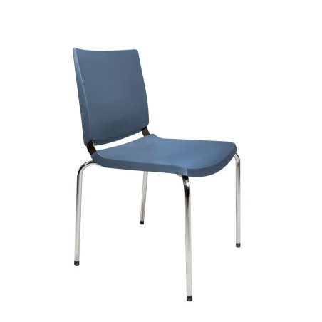 Silla atenea azul con estructura gris cromada 2