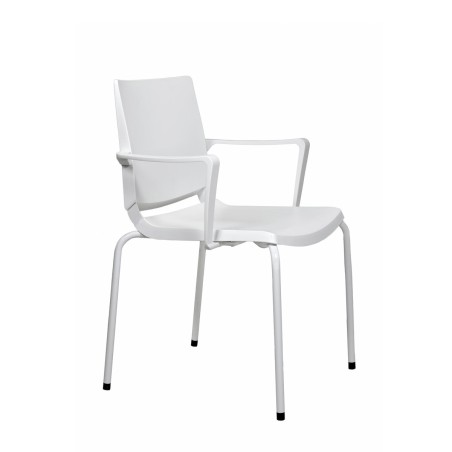 Silla ATENEA con brazos de DILEOFFICE blanca