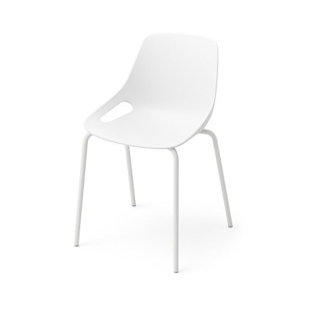 Chaise polyvalente pour bureau, 4-pieds, de couleur blanche, spo166003