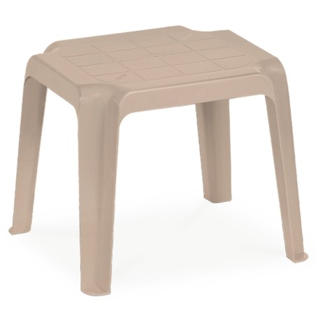 Mesa baixa de resina empilhável na cor branca para espreguiçadeira mtz1040001