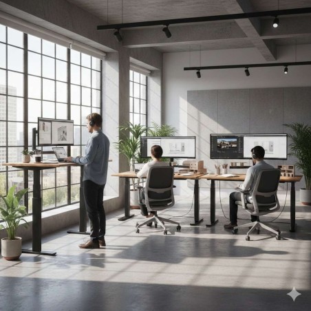 Wooden office desk with adjustable height Join mop1101062-DESKandSIT