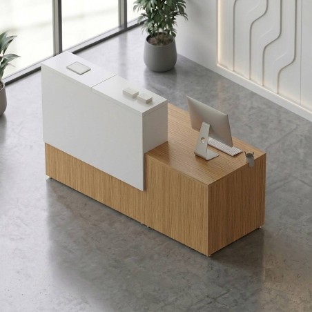 Mostrador de oficina recto madera QUO Roble natural TY combinado recepción
