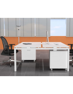 Scrivania Bimossa Larga 117 Cm, Con Bordi Rialzati, Rovere E Blu, Truciolare E1 18 Mm, Stile Scandinavo