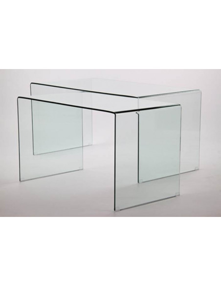 Mesa de cristal curvado mes887002 CONJUNTO DE LAS 2 MEDIDAS