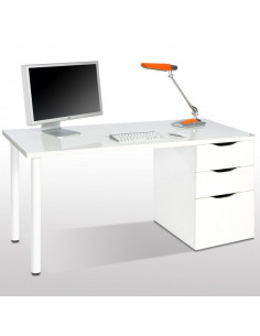 Escritorio blanco moderno completo con cajonera mju2010002 2