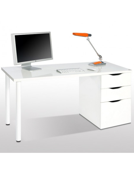 Desktop moderno bianco completo di cassetto mju2010002