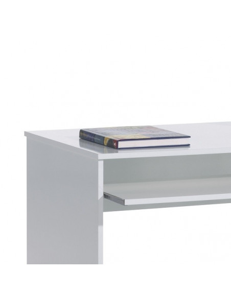 Escrivaninha juvenil cor branco design basic detalhe da guia da cremalheira