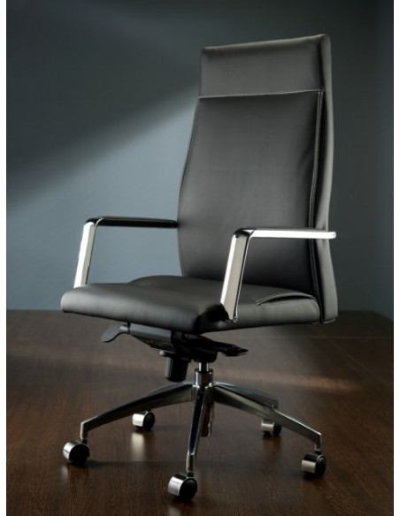 Sillón de dirección de piel respaldo alto Syncro sdi166001