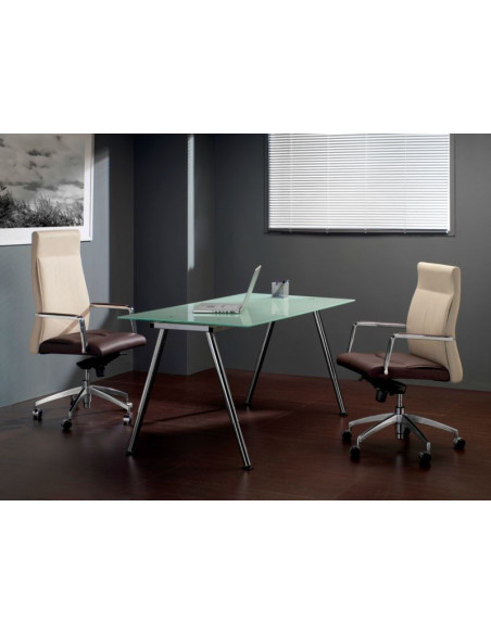 Sillón de dirección de piel respaldo alto Syncro sdi166001