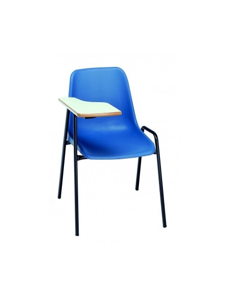 Silla aula con pala en colores con estructura negra o cromada spo105002 -azul pala crema