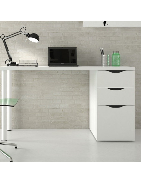 Ambiente de trabalho moderno e branco completo com cômoda mju2010002