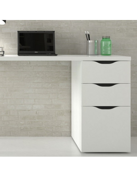 Ambiente de trabalho moderno e branco completo com cômoda mju2010002