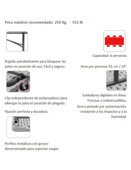 Mesa dobrável 180cm Zown mpl1061018