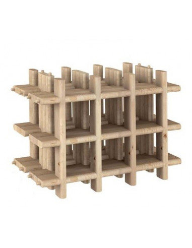 Bottle-rack for  9-169 bottles in solid wood natural pine comp 2016001