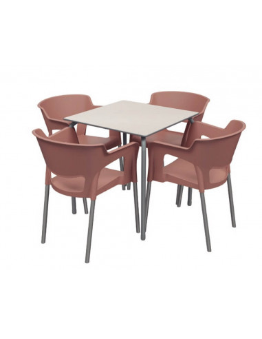 offer set for bar terrace consisting of 4 chairs with 1 table with compact phenolic board