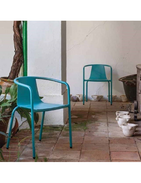 Cadira d'alumini de disseny retro para exterior apilable CADIZ sho1145014