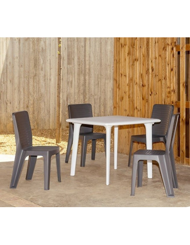 Table De Jardin Rectangulaire Resol 140x90 Cm - Plastique Anthracite, Résistante Aux UV, Facile à Monter
