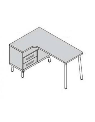 Taula escriptori de disseny en forma L amb  calaixos a mà esquerra mju2023001