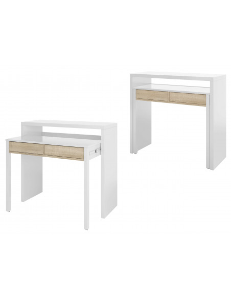 OFFERTA Tavolo scrivania estraibile bianco e rovere mju2010007
