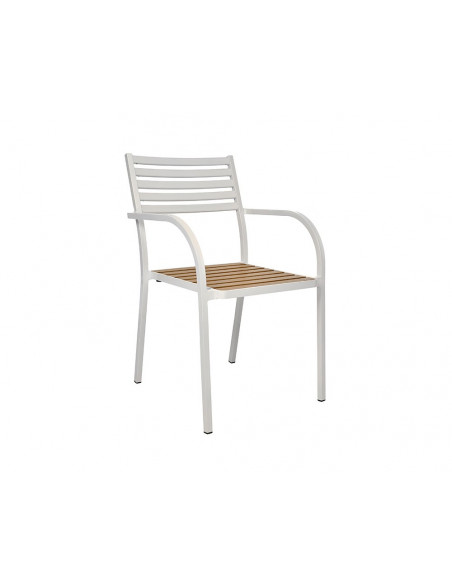 Sillón para hostelería apilable de aluminio Sicilia con brazos sho1104028 Blanco