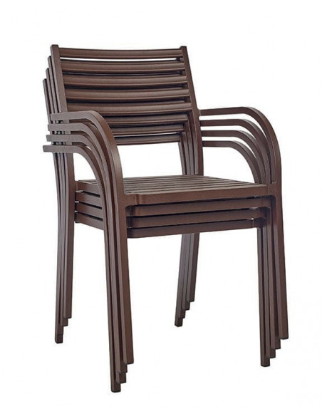 Sillón para hostelería apilable de aluminio Sicilia con brazos sho1104028