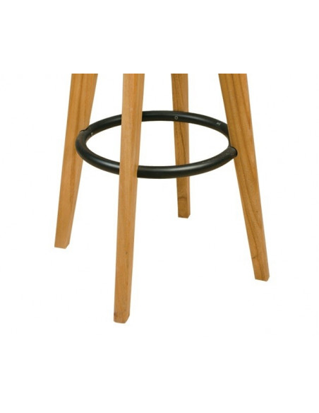 Stools for bar and terrace-Stool made of solid wood and ring footrest metal sta2013002