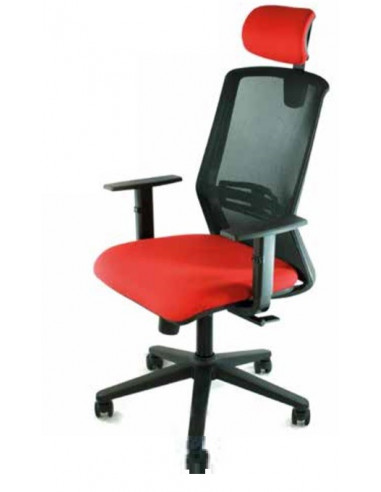 Sillón de oficina ergonómica SYNCHRON con respaldo en malla y cabezal ste72004