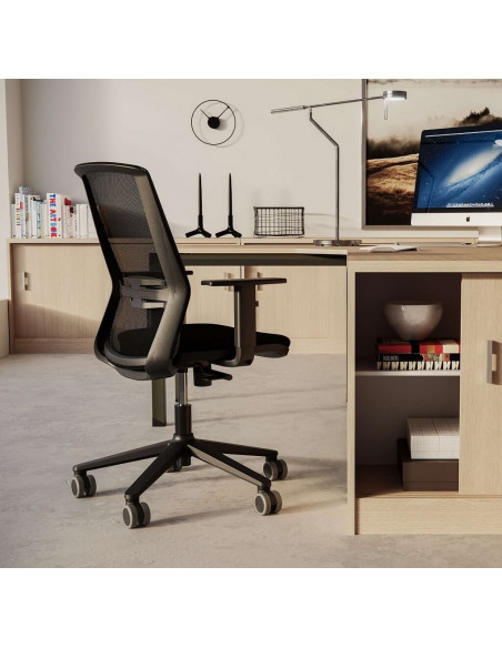 Silla de oficina ergonómica SYNCHRON con respaldo en malla negro ste72003