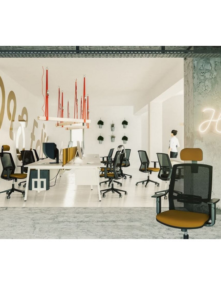 Chaise de bureau ergonomique SYNCHRONE avec dossier en maille et de la tête ste72004