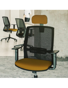 Chaise de bureau ergonomique SYNCHRONE avec dossier en maille et de la tête ste72004 2