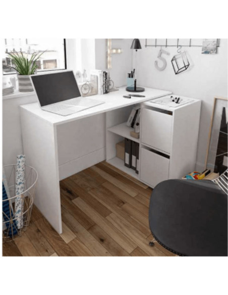 Bureau blanc avec rangements mju2010008