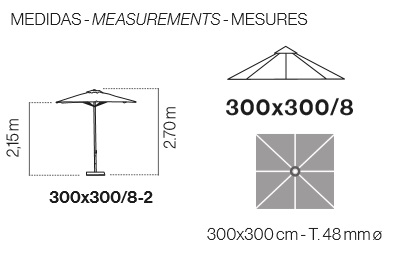 capot en aluminium carré mesurant 3 x 3metros de Ezpeleta