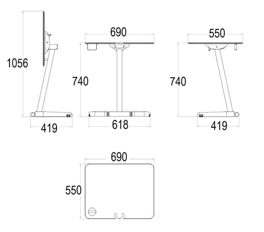 EMO TABLE individual desk measurements