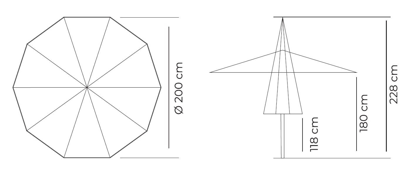 2 meter round Contract use parasol measures