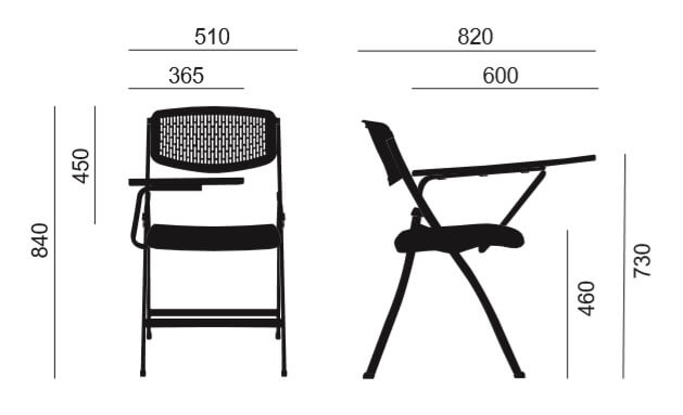 Medidas de la silla plegable con pala SEUL