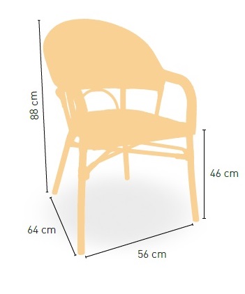 Medidas sillón bistrot de estilo parisino Louvre