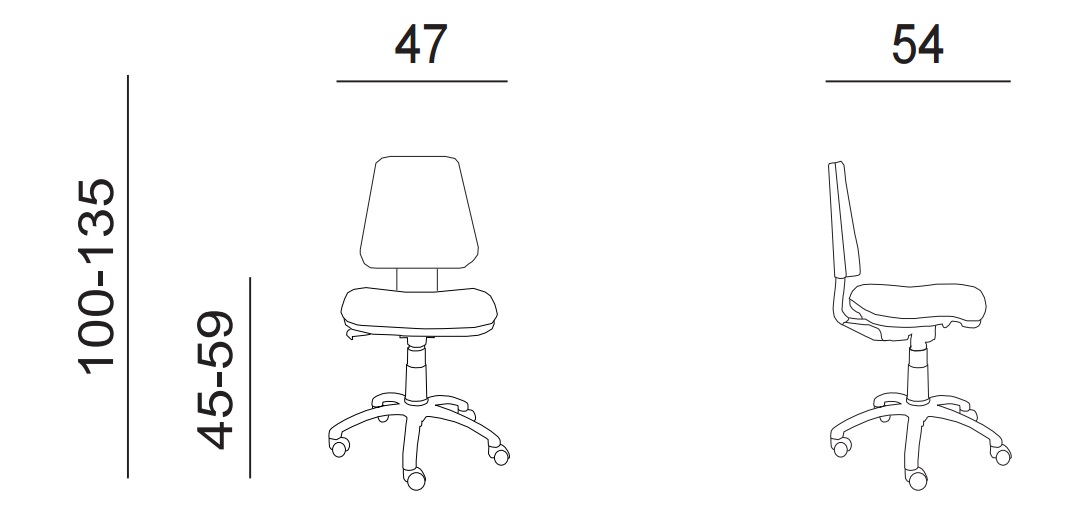 Dimensions de la chaise de bureau pivotante VENT