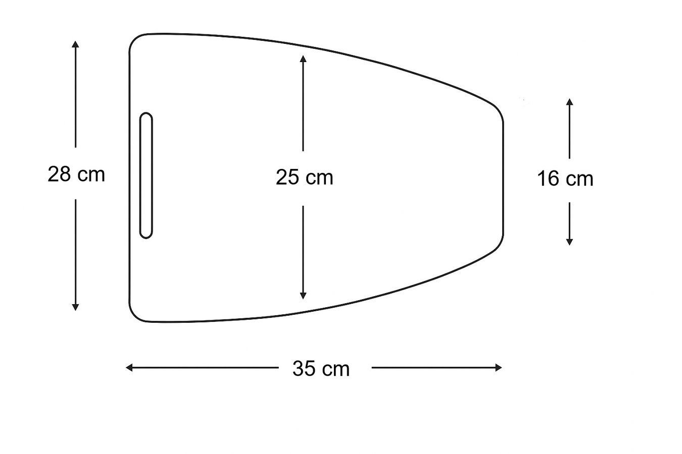 Medidas pala de escritura para silla